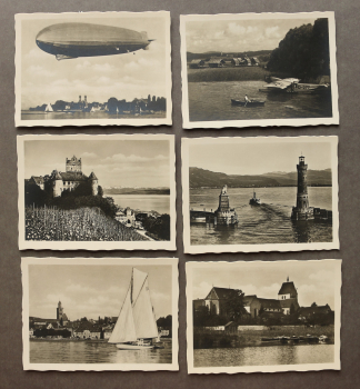 Mäppchen mit 15 Bildern Bodensee 1910-1935 Zeppelin Meersburg Ludwigshafen Graf Zeppelin LZ 127 Wasserflugzeug D-277